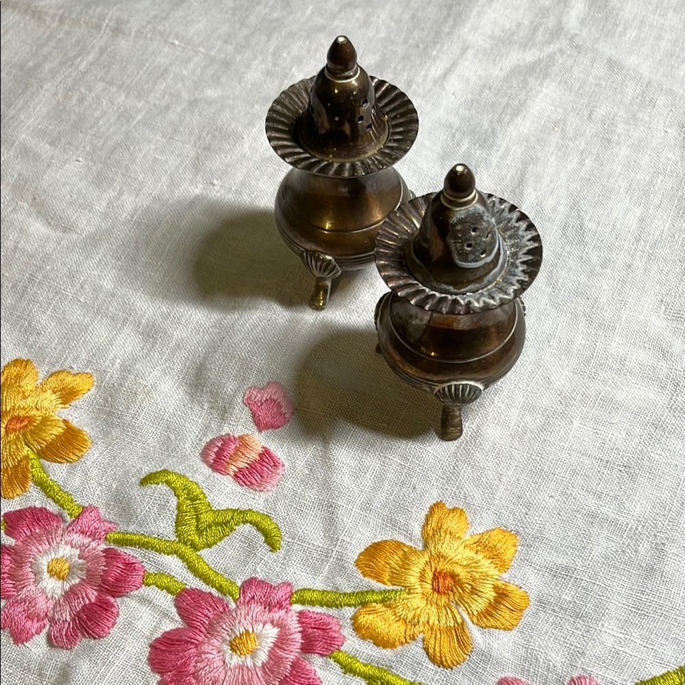 Antique salt and pepper shakers Made in India vintage wedding decor